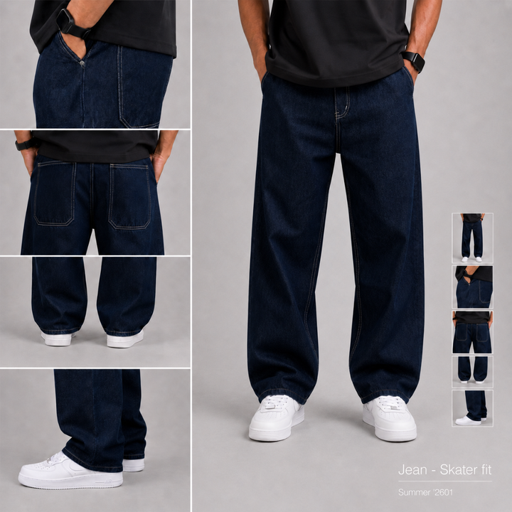 Jean Bleu Pétrole - Skater fit